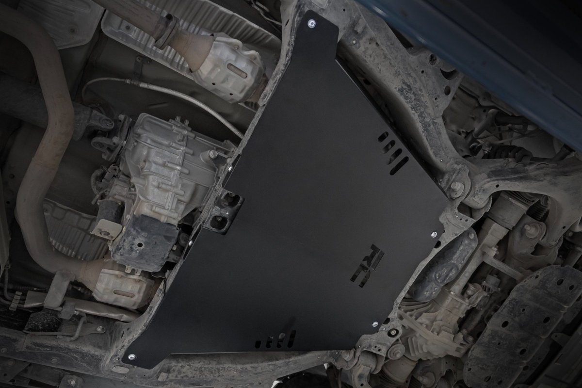 Toyota Tacoma Catalytic Converter Shield - Rough Country - Anti-Theft Skid Plate, 14-gauge Steel - '16-'23